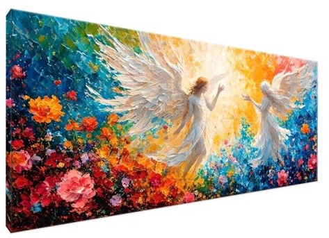 Malen Nach Zahlen Engel Malen Nach Zahlen Erwachsene Abstrakt DIY Handgemalt Ölgemälde Leinwand Kit für Anfänger Ohne Rahmen 50x100cm Mit 3-Pinseln und Acrylfarbe für Deko Wohnzimmer, Geschenke Y2-376