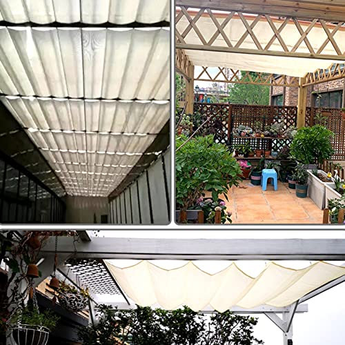 Toldo impermeable retráctil para pérgola con bloqueo UV, cubierta de techo para exteriores, terraza, porche, color blanco, 1,2 x 8 m