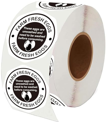 2 Inch Farm Fresh Egg Carton Labels Farm Fresh Egg Unwashed Stickers - Chicken Egg Packaging Stickers Egg Handling Labels Packaging Sticker Egg Producers, Farmers Markets, and Home Us (Brown)