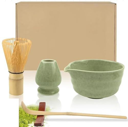 Matcha Set, 5 Pcs Matcha Kit Includes Matcha Bowl, Matcha Whisk, Whisk Stand, Bamboo Scoop, Spoon Rest, Japanese Tea Set for Matcha Lovers (Powder Not Included)