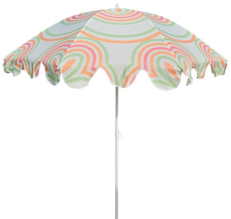 Meinposten Sonnenschirm Strandschirm UV 30+ Balkonschirm grün blau Kreise Streifen (Grün)