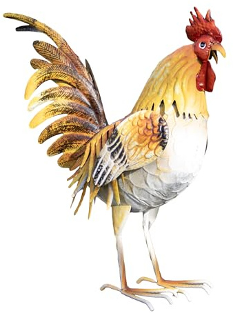 Darthome Large Rooster Ornament 30X36X15CM Metal Farmyard Bird Chicken Hen Outdoor Garden Sculpture