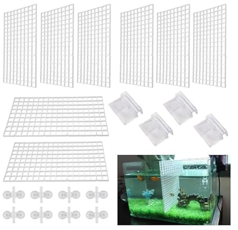 ZDNT 8 Stück Aquarium Trennwand,Aquarium Isolation,Fisch Tank Teiler für Aquarium Unten Box mit 10 Divider Saugnap (Weiß)