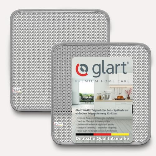 Glart H44T2 - Juego de 2 paños de Limpieza para Masa, 32 x 32 cm Cada uno, Ideal para restos de Masa en Cuencos, batidores, Acero Inoxidable y Silicona, Reutilizable, Apto para lavavajillas, Suave y