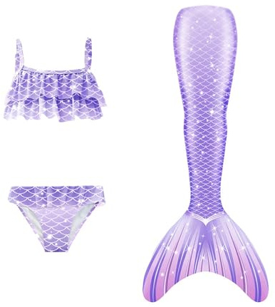 NaLatia 𝙈eerjung𝙛rauen𝙛losse Mädchen Mit Bikini Set schwimm𝙛lossen Kinder 𝙈eerjung𝙛rau Bikinis Badeanzug 𝙈ono𝙛losse 𝙈eerjung𝙛rauen Bademode Badebekleidung Für 4-13 Jahre Sommer Neu