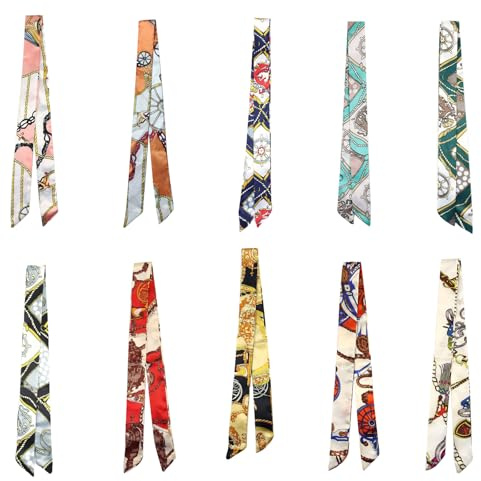Hyxodjy 10 Stück Seidentuch, Seidene Handtasche Schal Seidentücher Dünne Farbigen Schals für Damen Mode Handtaschenschal Seidentücher Scarf Seidentuch Damen für Handtaschen Tasche Band