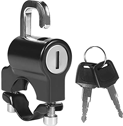 ERYUE Bloqueo de Casco de Motocicleta, Bloqueo de Seguridad Antirrobo, a Prueba de Metal, Gancho Colgante, Negro con 2 Teclas Establecidas, para Casco de Motocicleta Universal con