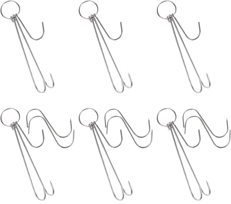 DOITOOL Lot De 12 Crochets Pour Viande Pour Barbecue Pour Fumer Du Poulet Pour Rôtir Pour Griller Du Bacon Argentés