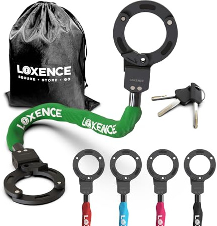 LOXENCE Candado Patinete Electrico, Candado Esposas con 3 llaves (Verde)