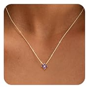 ZHESHY Birthstone Gold Necklaces for Women Dainty 14K Gold Plated Necklace