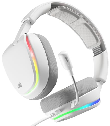 GLORIOUS GHS Eternal Casque Gaming RGB (Blanc) | Transducteurs Inclinés Sur Mesures, Micro Détachable USB-C Haute Clarté, Mousse Mémoire De Forme, Éclairage Personnalisable
