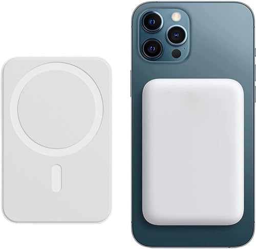 Inalámbrico Power Bank, Magnético Batería Externa 10000mAh, Cargador Inalámbrico 20W USB-C Cargador Carga Rápida, Bateria Portatil Powerbank (Blanco) (Blanco)