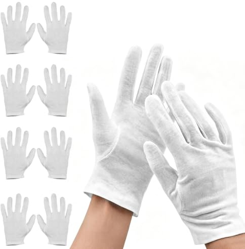 XiDeShop Gants de Travail en Coton Blanc, 10 Pièces, Respirants, Coutures Renforcées, pour Bricolage et Jardinage