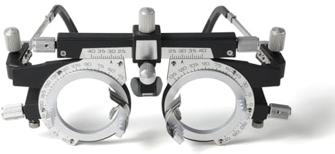 Dhoptical Adjustable Optical Trial Lens Frame, PD 48-80mm, Lightweight Alloy Optometry Frame with Adjustable Temples, Nose Bridge, and 4-Slot Insert Lense, White