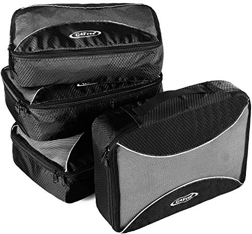 G4Free 4/5/6 delar packkuber set, resväska organisatör, vikbara väskor för kläder, packkuber, skor, packpåsar, resebagage för semesterresor, 4 medium – svart, 4 Medium