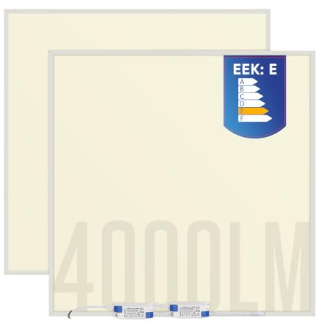 LECOM 2x LED Panel 62x62 Warmweiß 3000K 4000lm LED Rasterleuchte | LED Panel Energieklasse E, 5 Jahre Garantie, 50000 Stunden. Flimmerfreie LED Deckenpaneele für Restaurants, Hotels.