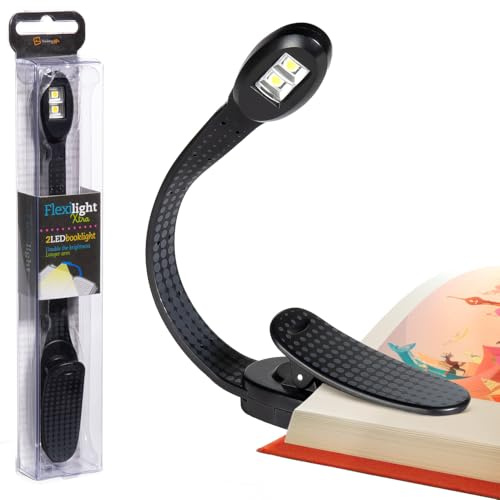 Thinking Gifts Flexilight Xtra LED-Leselicht Black Dots | Inkl. 2 Batterien, Buchlicht zum Anklemmen, 2-in-1 Leselicht & Lesezeichen, klein mit sanftem Licht