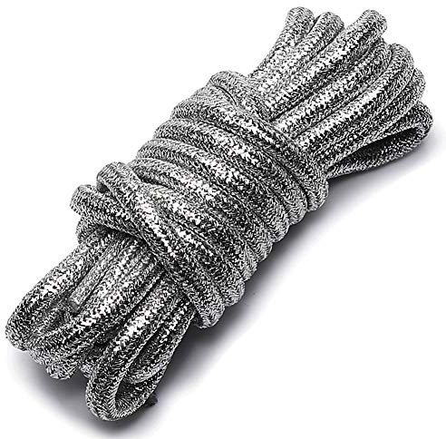 rismart Tondo Lacci delle scarpe Brillare - 5mm Larghezza -adatto a Sneaker - Lunghezze da 70cm a 200cm, 3 colori P03(ArgentoX1,150cm)