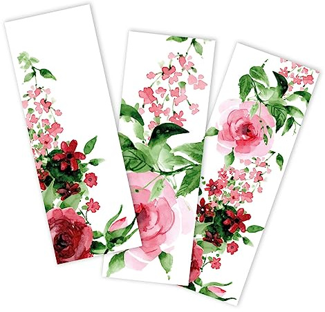 younikat 12er Set Lesezeichen Rose 3 Motive Blume rosa rot grün - dv434