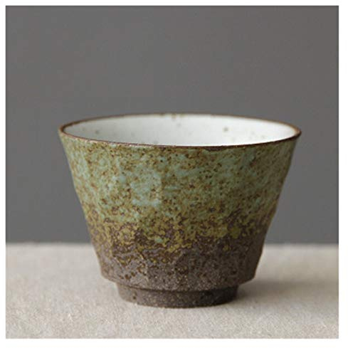 LIANYG Matcha Schale Grob Keramik Teetasse Grüne und Schwarze Farbe Handgemachte Keramik Kung Fu Tee Tassen Kleine Tee Schüssel Retro Wohnkultur (Color : A)