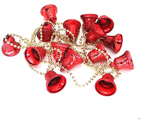Duories 2 Stück 2m Rot Weihnachts Deko Girlande,Weihnachtsglocken Kette zum Aufhängen,Weihnachtsbaum Deko Hängende Dekoanhänger Weihnachtsbaumschmuck Ornament Christbaumanhänger Christbaumschmuck