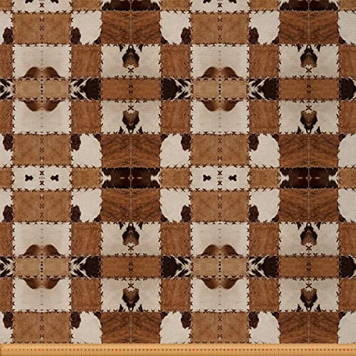 Kuhfell Stoff Meterware Patchwork Kuhfell Druck Dekostoff Bauernhoftier Tröster Set für Kinder Jungen Mädchen Western Cowboy Polsterstoff Zum Quilten Nähen Braun 184 x 150 (HxB)