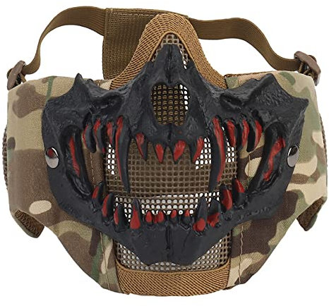 AVLUZ Demi-masque de tête de mort pour Halloween, cosplay, fête costumée et accessoire de cinéma (CP noir)