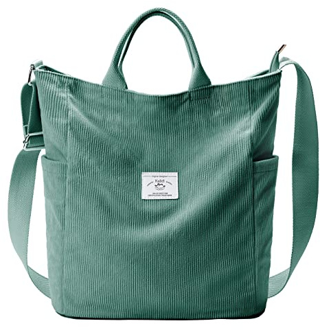 KALIDI Damen Handtasche Cord Shopper Schultertasche Casual Umhängetaschen Groß für Schule Arbeit Alltag Einkauf
