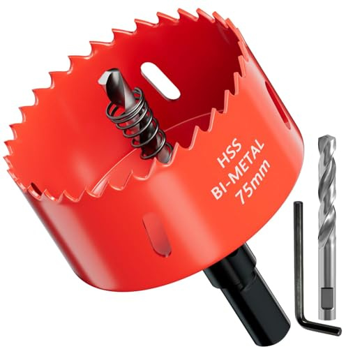 GARHWAL Bi-Metal Hole Saws - 75mm Wood Cutter, Metal Hole Saw, Circular Cutter for Walls, Core Drill Bit - Fast Cutting with Long-Lasting Blades for Plumbing, Conduits, Kitchens, Bathrooms, and More