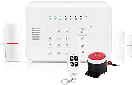 Irfora Kit di allarme di sicurezza automatico GSM+WiFi, sistema di allarme wireless per la sicurezza domestica, sistema di allarme GSM per la sicurezza domestica, sensore di movimento per