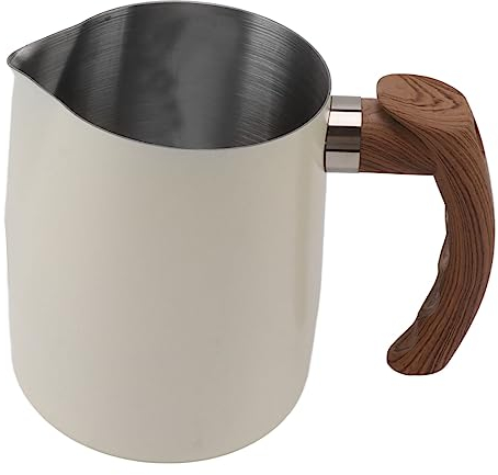 Milk Frothing Cup Inner Scale 304 Stainless Steel Dripless Spout Coffee Steaming Pitcher with Handle Frothing Cup Stainless Steel (600ml)
