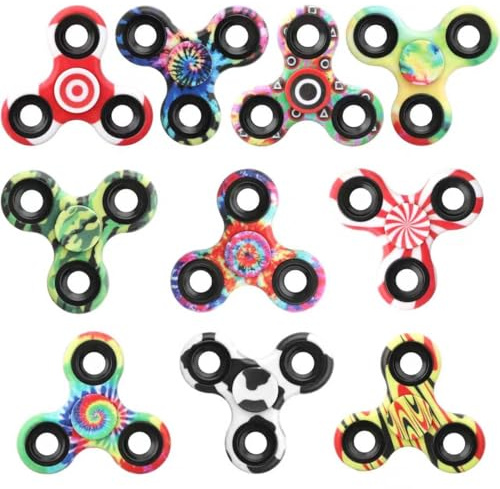 10 Pack Fidget Spinner Toy Bulk for Kids Adults, Metal Tri-Spinner Fidget Set, Hand Spinner for Stress Relief, Easter Birthday Goodie Bag Stocking Stuffers Classroom Prizes for Boy Girl