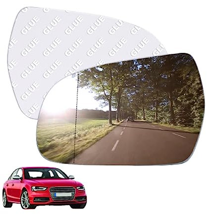 AUTOXBERT Wing Mirror Glass Left Side Convex Fit For Audi A4 2010 2011 2012 2013 2014 2015 Passenger Side STICK-ON With Blind Spot