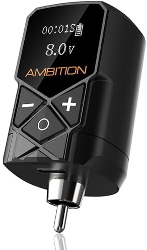 Alimentatore per tatuaggi - Ambition Kuark Mini batteria al litio portatile RCA portatile senza fili da 2400 mAh con display digitale a LED per macchinetta rotativa per tatuaggi