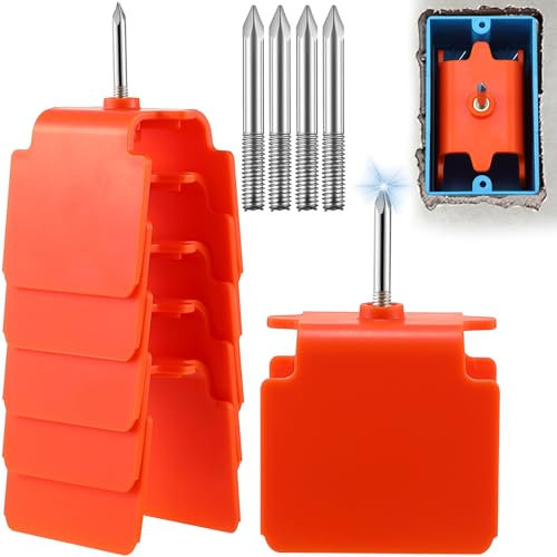 Dreyoo 6 Pack Outlet Marker for Drywall, Blind Mark Dry Wall Electrical Box Locator Tool for Drywall Installation, Outlet Markers with Metal Tip for Single Gang Outlets Box Wire Protection (Orange)