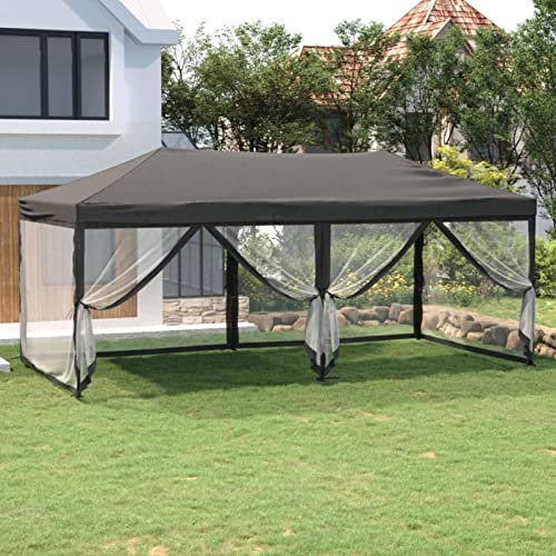 Homgoday Faltbares Partyzelt mit Seitenwänden Anthrazit 3x6m Wasserdicht Gartenpavillon Baldachin Unterstand für Outdoor Garten Party Camping Event Hochzeitszelt