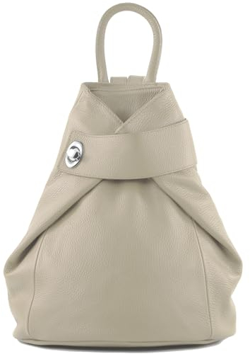 modamoda de - T179 - ital: Damen Rucksack Tasche aus Leder, Farbe:Creme