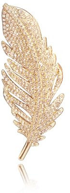 MABAHON Fashion feather brooch,brooches for women uk,fashion crystal delicate feather brooches elegant crystal brooch Clothing Accessories for dresses, sweaters and scarves (silver)
