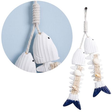 Cabilock 2St Vorhangdekoration antikes Dekor Mariposas decorativas Dekor für zu Hause Wohnkultur hängender Anhänger Fischgräten-Anhänger aus Holz schmücken Wandbehang Strand Bambus