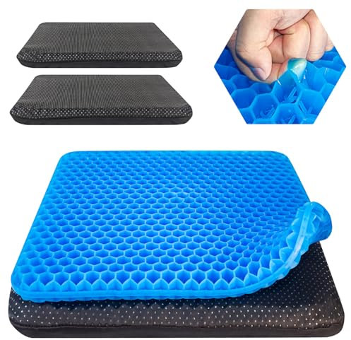 TONINT Large Gel Cushion For Sitting With 2 Non-Slip Covers,Gel Seat Cushion,Soft & Breathable,Pressure Sore,Office Chair,Desk Chair,Gaming,Car,Pressure Cushions For Bottoms,Cushion Seat Pads