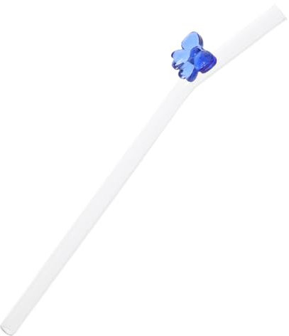 Hoement Reusable Blue Bowknot Glass Straw Drinking Straw for Juice and Smoothies Household Reusable Glass for Cold Drinks Lightweight and