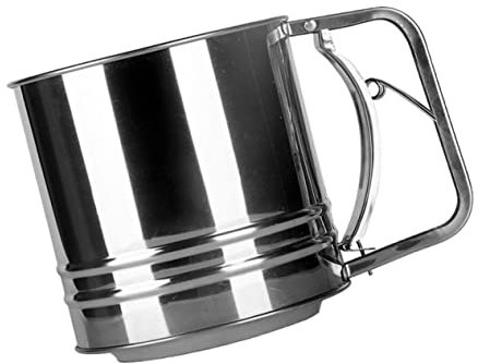 SHOWERORO Flour Sugar Powder Sifter Large Stainless Steel Hand Crank Sieve for Baking Kitchen Tool Cocoa Seasoning Strainer Home Use