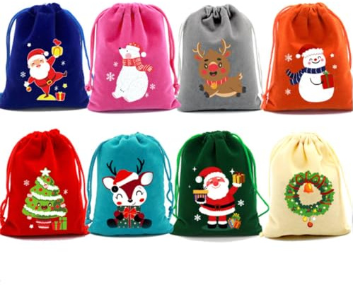 16 Stück Geschenktüten Weihnachten,Multifunktional Geschenktüte Weihnachtsgeschenktüten kleine Geschenkbeutel,für Geschenkverpackung Süßigkeiten Partyzubehör