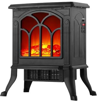 Heizstrahler mit Flammeneffekt, Thermostat, 750 W/1500 W, ideal zum Beheizen von Räumen und für eine gemütliche Atmosphäre.