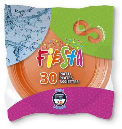 Generico 30 platos llanos de plástico reutilizables, 22 cm, color naranja