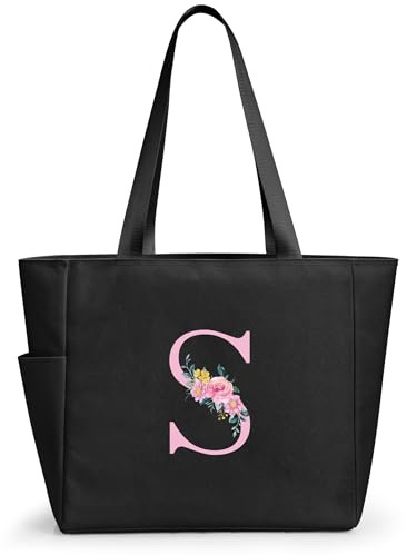 KALIDI Handtasche Damen A-Z Reißverschluss Schultertasche,Personalisierte Initialen Tragetasche Geschenke für Damen,Strand,Reisen,Einkaufen,Schule
