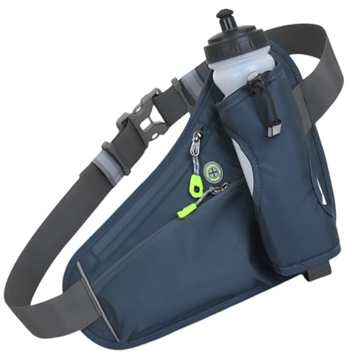 HSTWODE Bauchtasche für Trinkflasche,Laufgürtel Handy,Gürteltasche mit Flaschenhalter,Running Belt,Verstellbar Hüfttasche Damen und Herren,Trinkgürtel für Jogging (dunkelgraue)