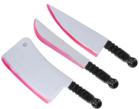 COSMEVIVI 3 Piezas Cuchillo de imitación Cortador de Accesorios de Terror Accesorios de de Disfraces Falsos Cuchillo Halloween Halloween realistas de Halloween