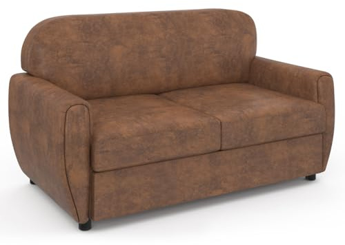 IDMarket - Sofa rechts, 2-Sitzer, Club, Vintage, Gaston, Dunkelbraun, Antik-Effekt