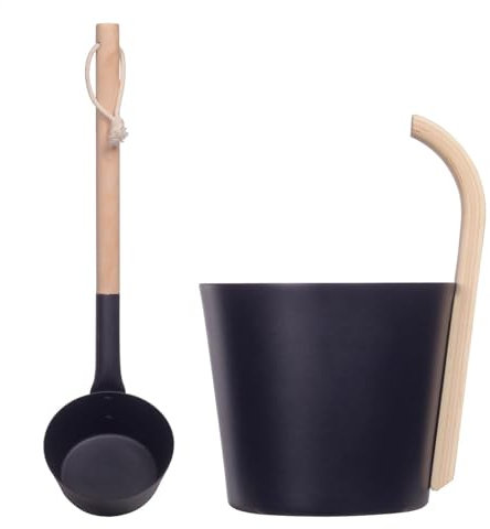 Sauna Bucket Set - Aluminium -Sauna -Behälter, Spa Center Sauna Bucket | 7L Innensauna Badewasserbehälter, trockener Sauna -Eimer und Kelle mit Holzgriff für Hotel, Badewanne und Zuhause